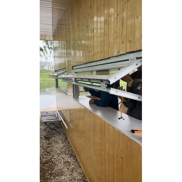 Garden Meditation Space Folding Window Connecting to Rock Gardens with Sound Buffering Acoustic Properties