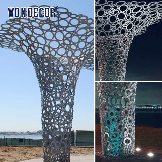 Outdoor large art geometric circular splicing design stainless steel sculpture