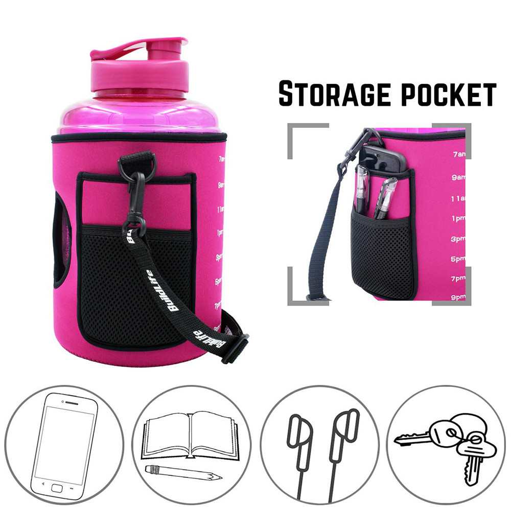 128oz Neoprene Glass Water Bottle Cooler Sleeve With Time Marker