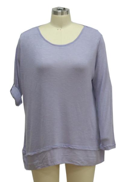 Adjusted Women'S Long Sleeve Crew Neck T Shirts , Lavender Womens Casual T