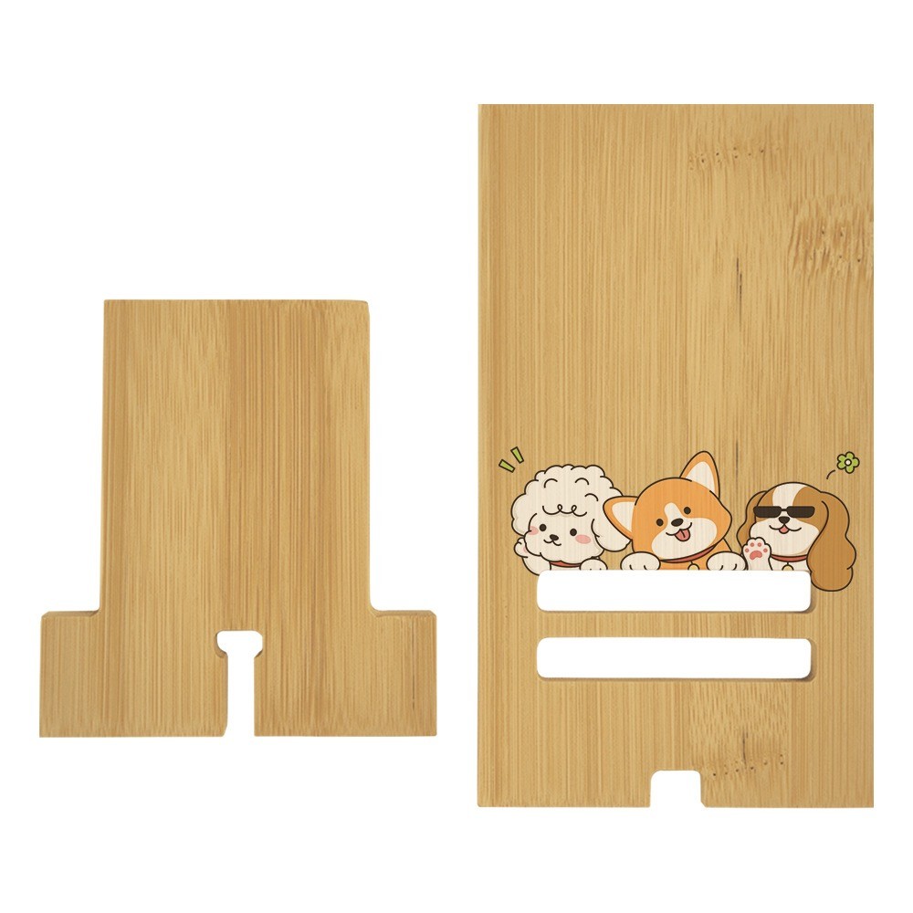 Heat Transfer Printed Bamboo Sublimation Phone Stand Blanks With Charging Port