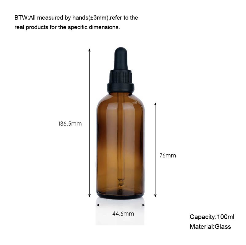 100ml Glass Cosmetic Dropper Bottles Essential Oil Clear Brown Glass Bottles