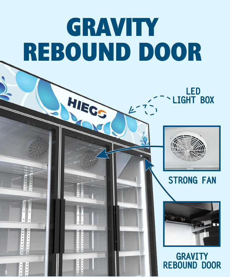 380L Beverage Fridge Cold Beer Supermarket Display Glass Door Chiller
