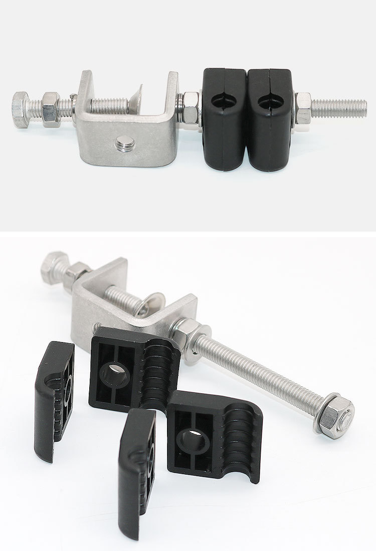 Telecom Cable Installation Galvanized 6mm Fiber Cable Clamp with Six Way Double Holes