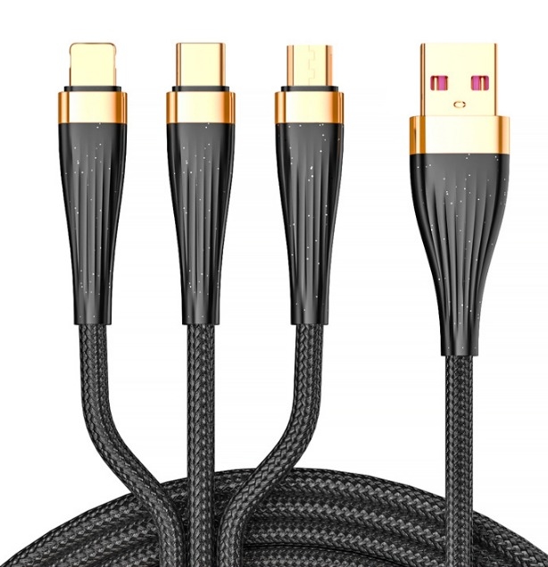 3-in-1 Multi - Connector Charging Cable: USB to Lightning, Type - C & Micro - USB