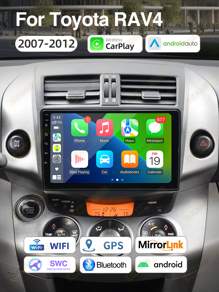 2Din Car Android Stereo Automotive Multimedia Player for Toyota RAV4 Rav 4 2007-2012