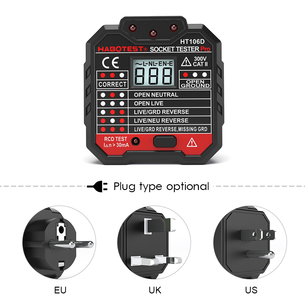 HT106B Socket Plug Tester For Voltlage Measurement