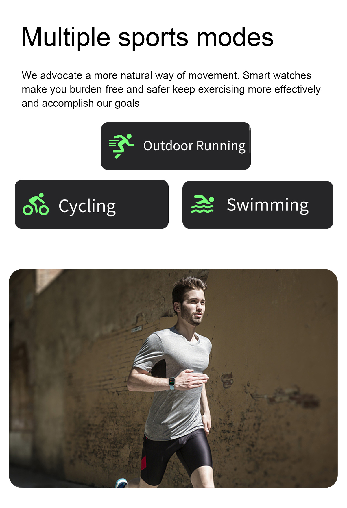 H80 1.69 Inch Sports Smart Watch Waterproof Full Touch Big HD Screen Temperature Monitor IP67
