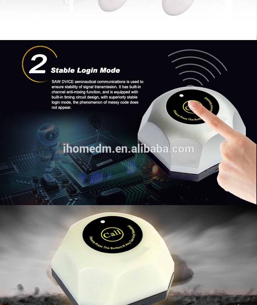 Long range electric 433mhz remote control waiter call button