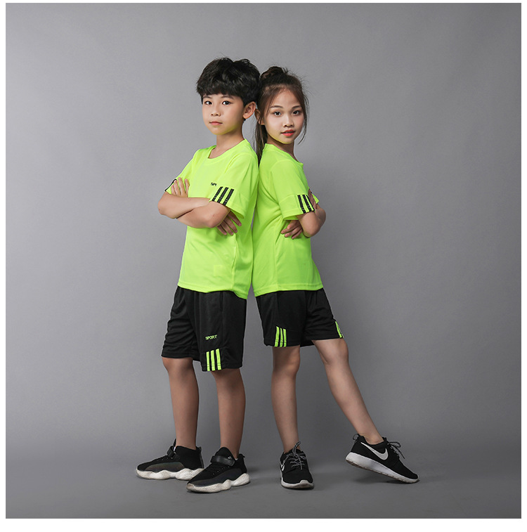 Sports suit for children football suit for active men children running fast dry clothes loose breathable short sleeves