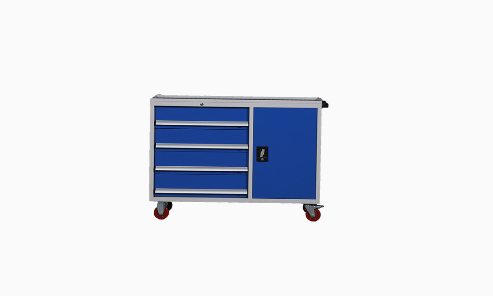 Blue 5 Drawer Mobile Tool Cabinets , ISO9001 Mobile Workbench With Tool Storage