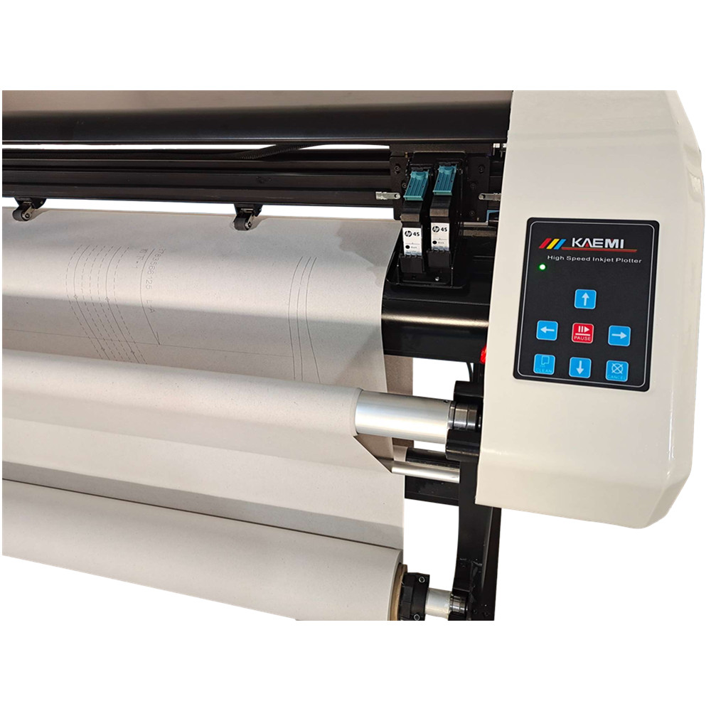 KAEMI H2 Fast Inkjet Paper Plotter Dual Head HP45 Ink Cartridge and Cutting Function