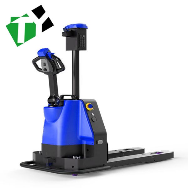 Intelligent Unmanned Forklift with Rated Load 0-5000KG, 1.8m Turning Radius, and Emergency Stop Button