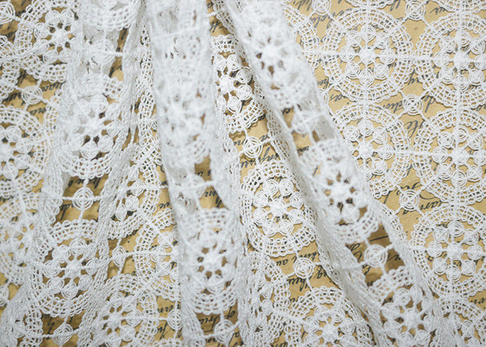 DTM French Guipure Corded Lace Fabric , 100 Polyester Chemical Lace