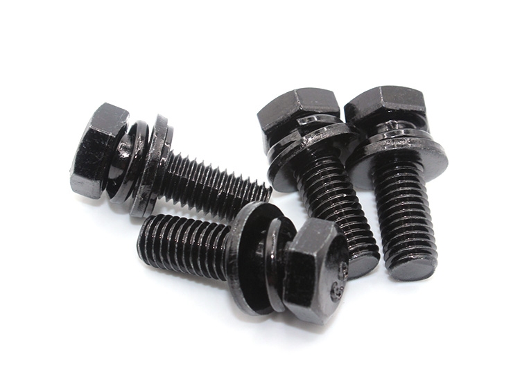 Spring Lock Carbon Steel Black Oxide Hex Bolts Washer Assemblies for Purchase