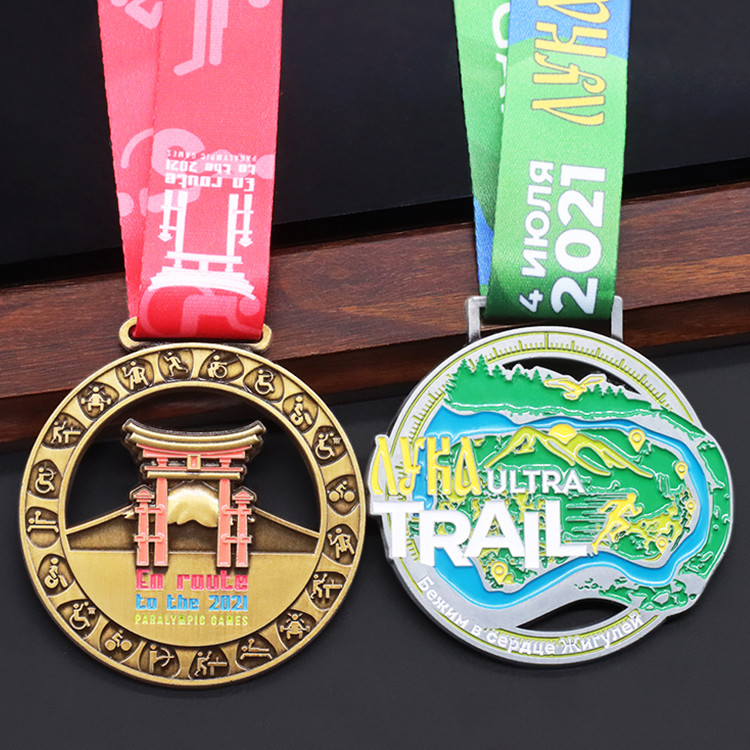 Wholesale Custom Medal Logo Medallion Soft Enamel Gold Silver Marathon Running Custom Metal Sport Medal