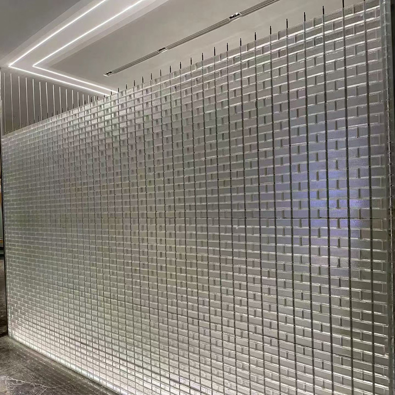 Clear Ice Textured Glass Bricks With Grooved Card Slots Customizable Color Crystal Glass Blocks