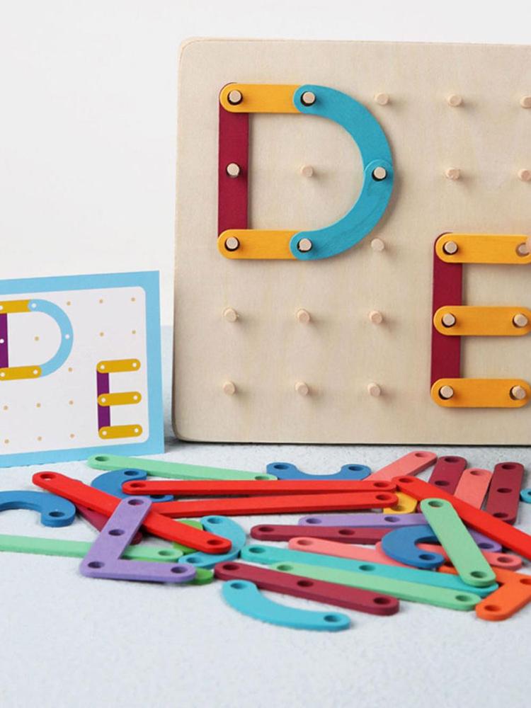 Nail Board Puzzle Montessori Geometric Wooden Early Toy Toy Jigsaw Board Game Child Education Educational Wood Education