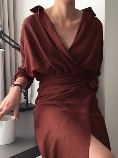 2018 Ladies Fall Linen Dress Loose Women Long Sleeve Autumn