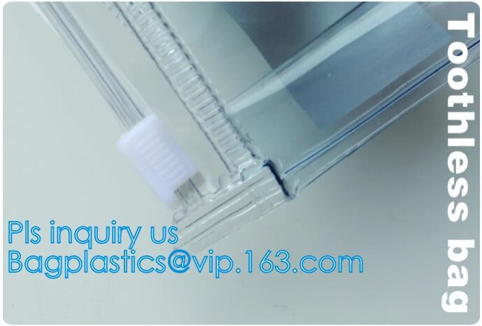 Eco-friendly Red Clear Slider Zipper PVC Cosmetic Make Up Bikini Bag, pvc zipper lock slider bag