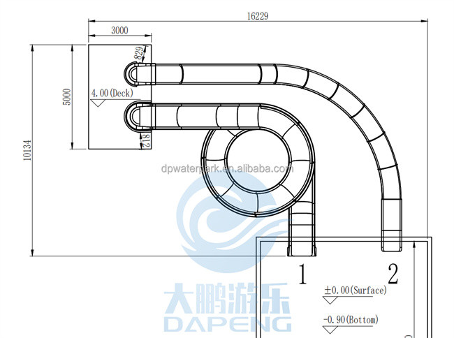10 PSI Swimming Pool Water Slide Fiberglass Commercial Water Play Equipment