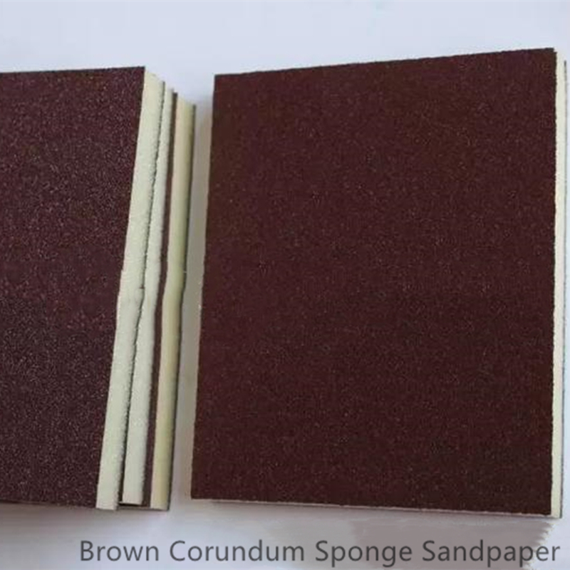 Two Sides Sponge Sanding Pads Brown Corundum Wood Polishing