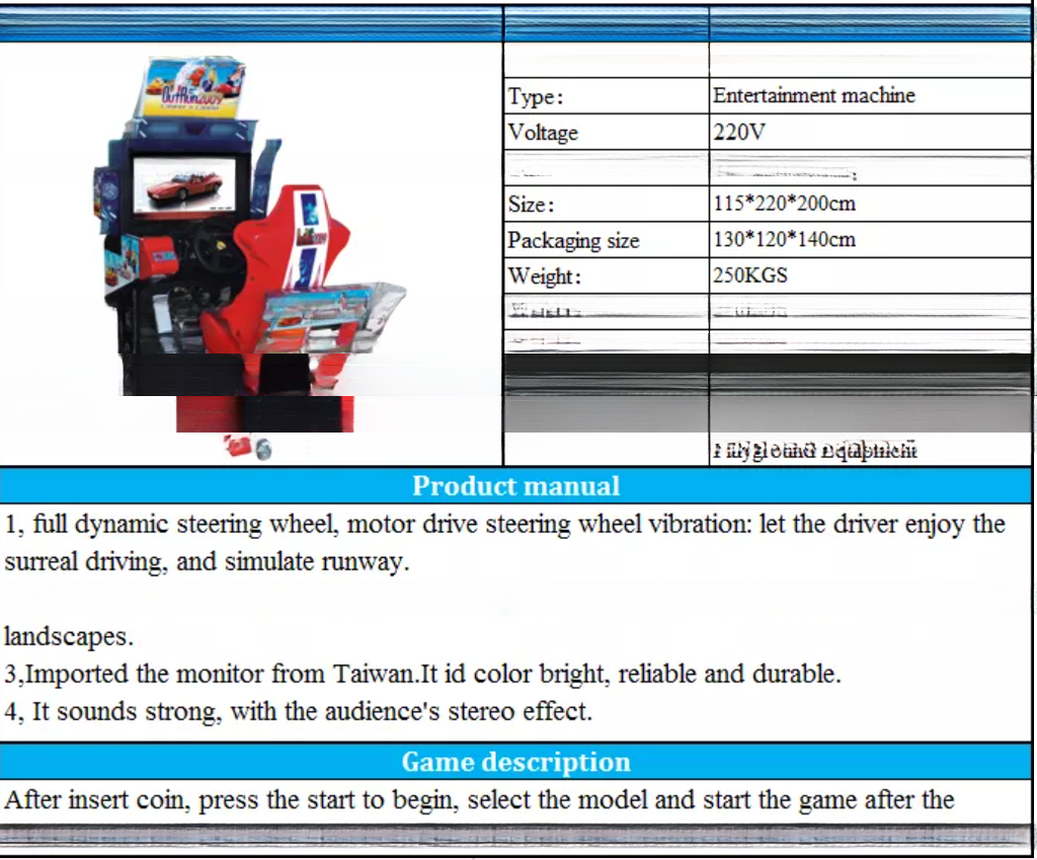 32 Inch Screen Racing Car Game Machine Coin Operation Bright Color