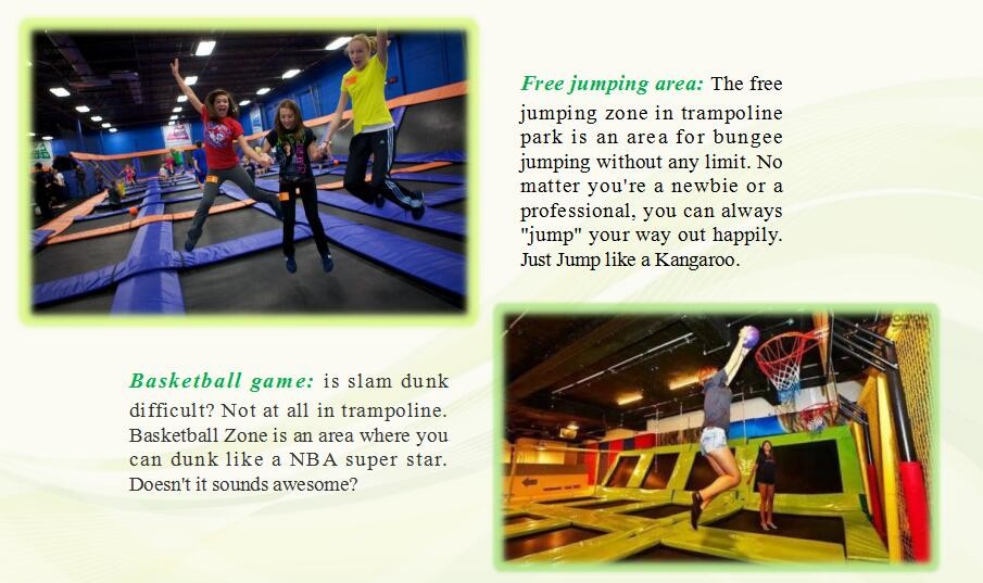 623M2 China Manufacture Commercial Kids and Adults Trampoline Park /Indoor Trampoline with Basketball Game
