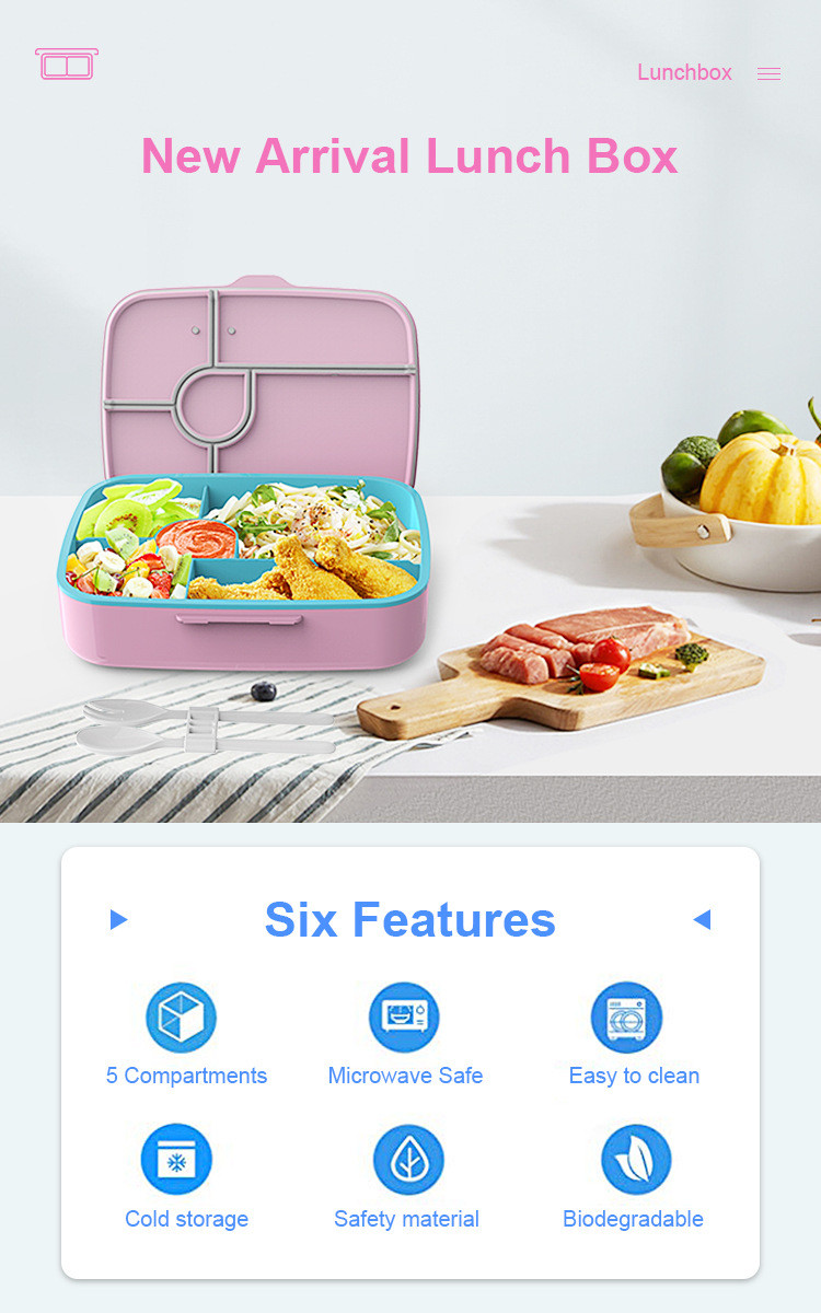 Plastic Customized Pattern Plastic Bento Lunch Box Multi-partition Leak-proof Sealed Crisper Box