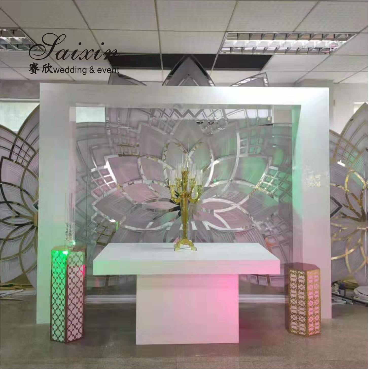Hot sale decoration white acrylic fabric arches for wedding backdrop
