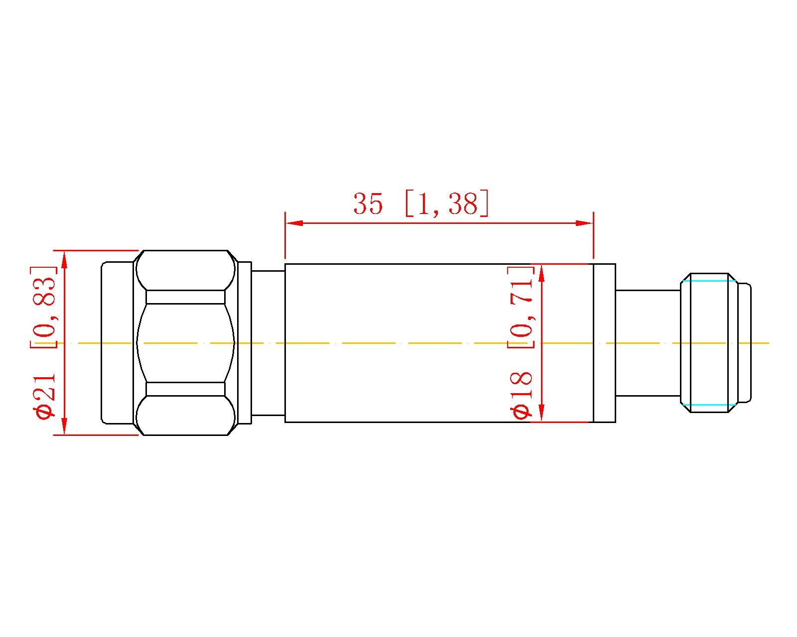 DC-4G 5W N Male-N Female 3~30dB Attenuator 4000 MHz Operating Frequency