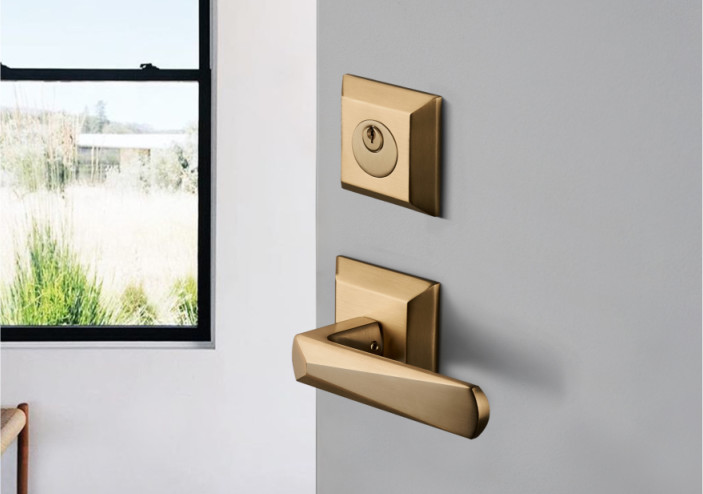 Amertop brass deadbolt lock with double handle lever Reversible for Left Right Handed Doors in coffee