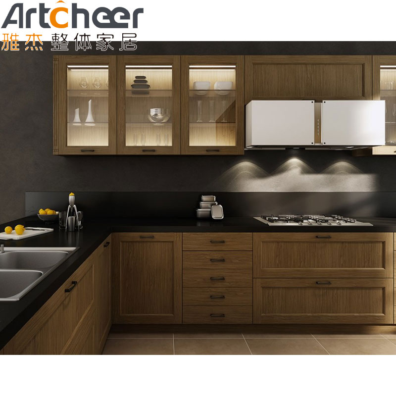 Customized Color LED Cabinet Italian Style Home Kitchen Cabinet with Classical Design