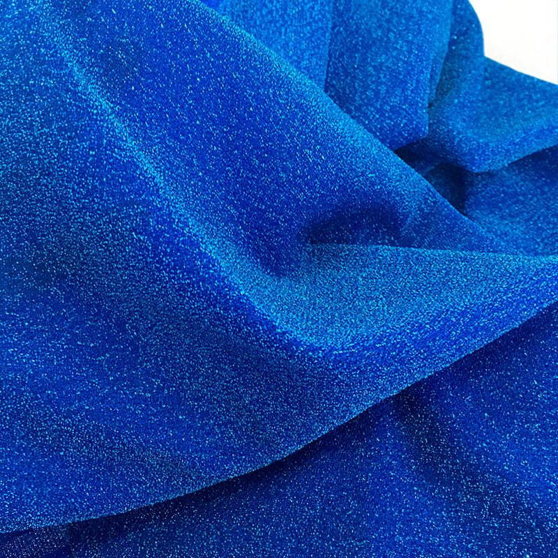 150cm Blue Plain Glitter Metallic Jersey Fabric 110gsm Polyester Lurex Fabric