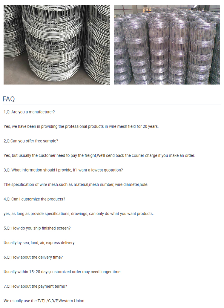 High quality cheap cattle goat field fence galvanized welded fence farm from anping animal wire mesh
