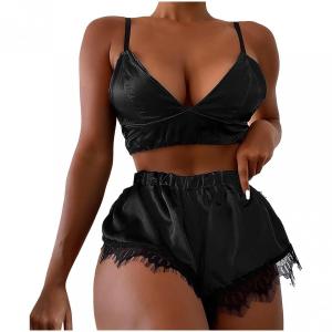 Buy cheap Breathable Soft Silk Sleepwear Sleeveless Pajamas Sexy Lace Lingerie For Women product