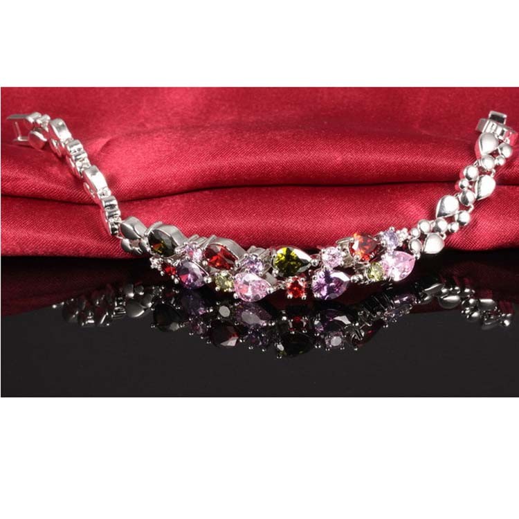 Gorgeous Cubic Zirconia Bracelet for Women Gold Plated Tennis Bracelet (JKS950SILVER)