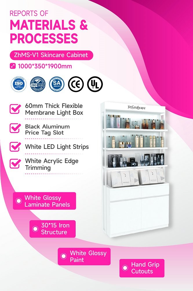 ZhMS-V1 60mm Flexible Membrane Light Box Skincare Display Cabinet for Easy Assembly