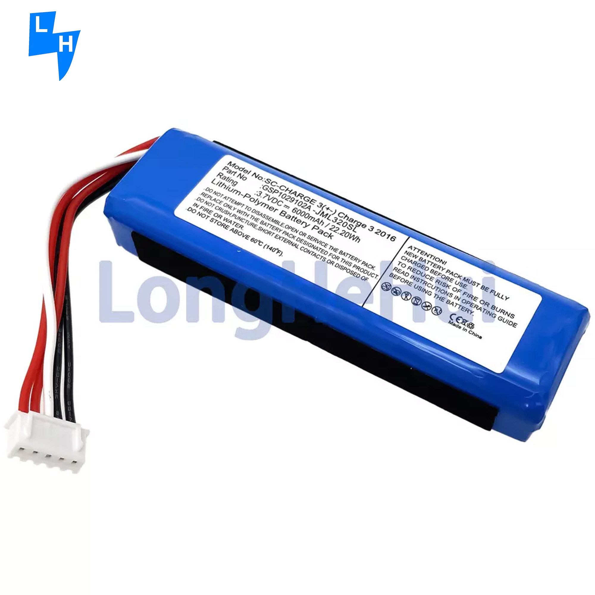 Replacement GSP1029102A Speaker Battery for JBL-Charger 3 2016 3.7V JML320SL JML330SL