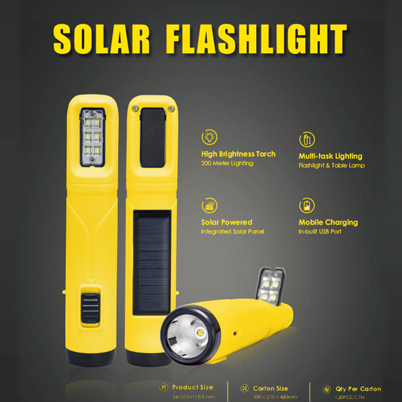 Portable Solar Powered Radio Flashlight Source 1W Front Torch 6pcs 2835 SMD Side Lamp