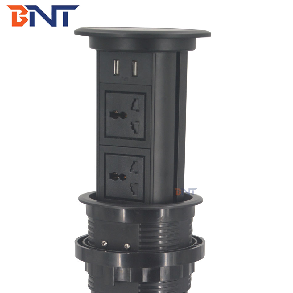 2020 New Design conference desktop motorized pop up socket with USB wireless charger