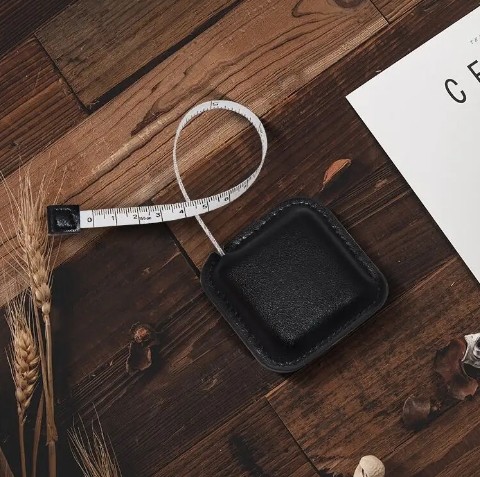 Wholesale Sewing Tape Leather Custom Square Mini PU Leather Tape Measure Portable Cute Retractable Tapeline