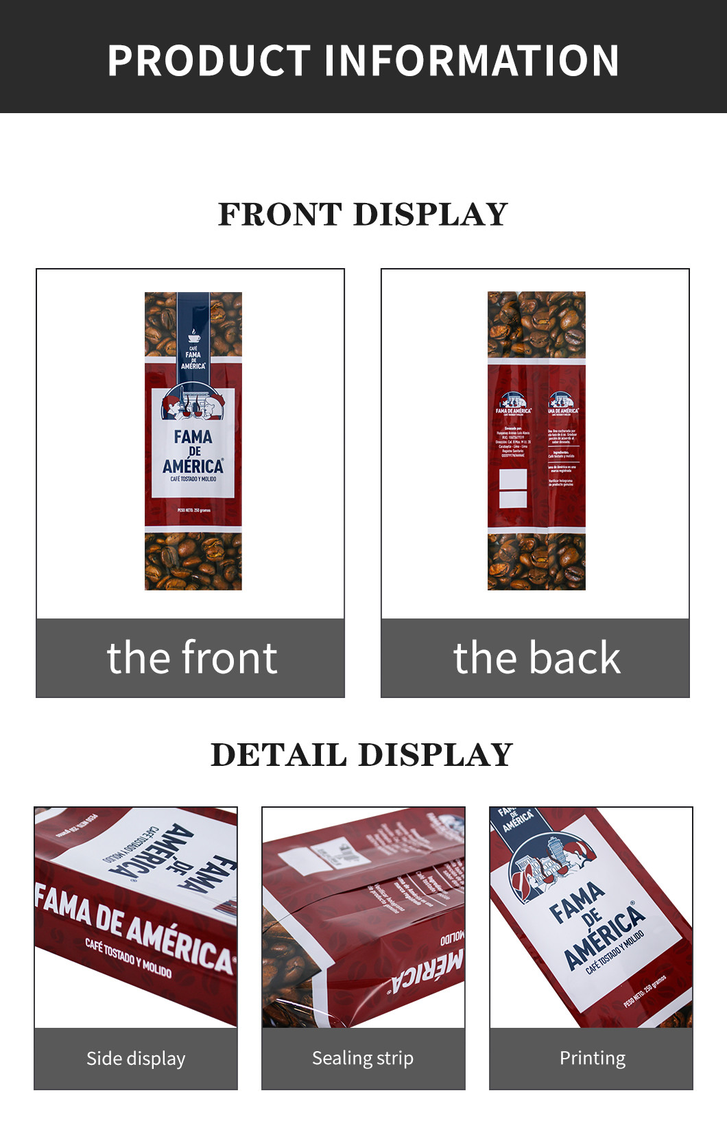 Oem Coffee Packaging Bags Customize 250gr With Valve And Zipper
