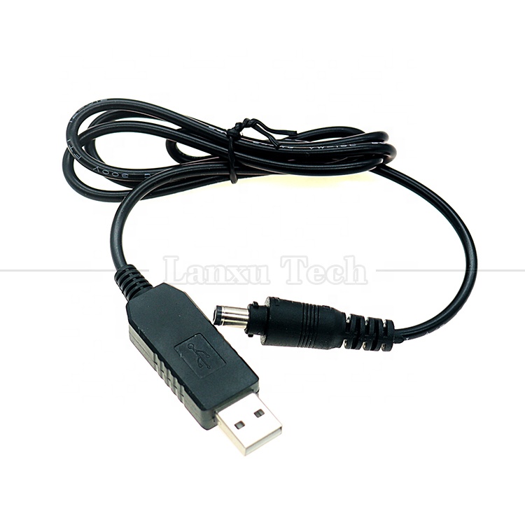 High Quality 5V USB to 12V Output DC 5.5x2.1mm Lock Connector Booster Set Up Power USB Cable for Led Strip String Lights Bulb
