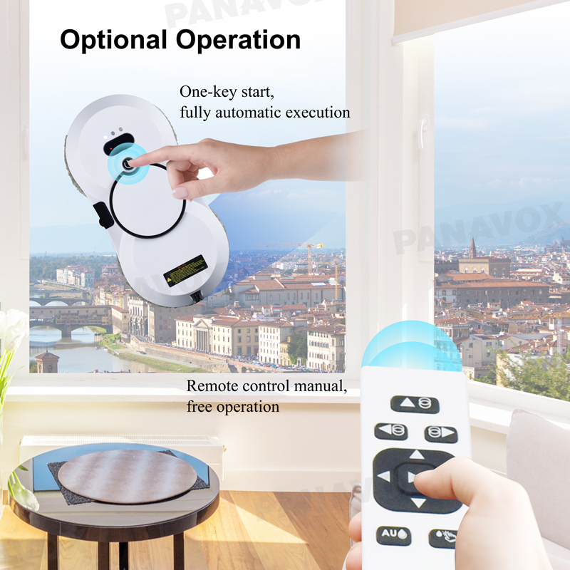 80W Electric Window Cleaner Robot Vacuum Cleaner with 2.4G Wifi Blue Tooth Tuya App Control