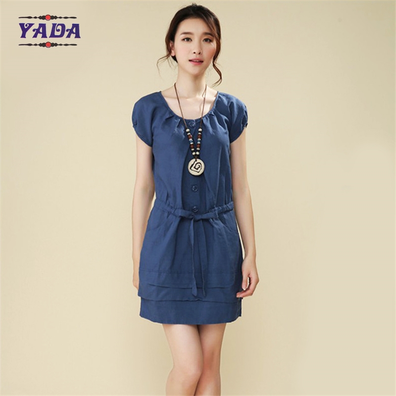 Plus size vestidos casuales linen elegant lady women autumn dress ladies ready made dresses with good quality