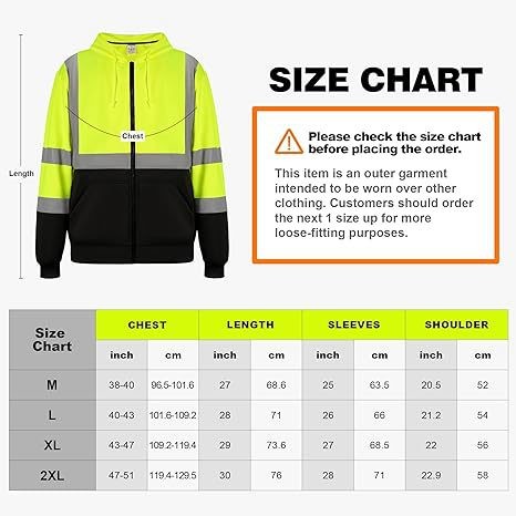 Construction Site Long Sleeve Plus Fleece Zipper Reflective Hoodie Outdoor Highlight Safety American Size Cardigan Coat