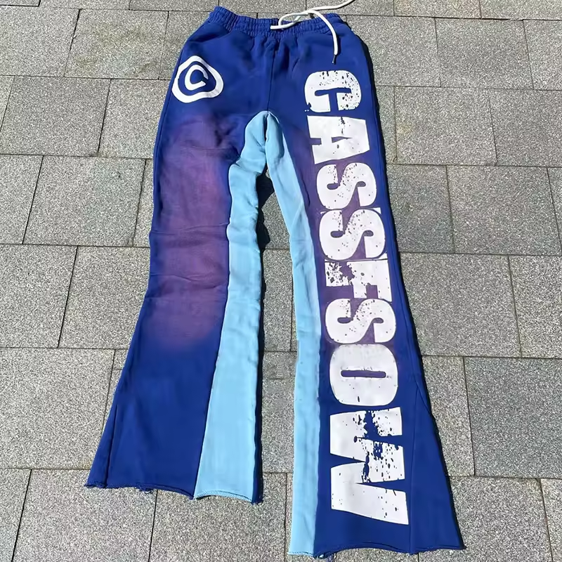 Streetwear 100% Cotton French Terry Flared Sweatpants with Customized Color Options