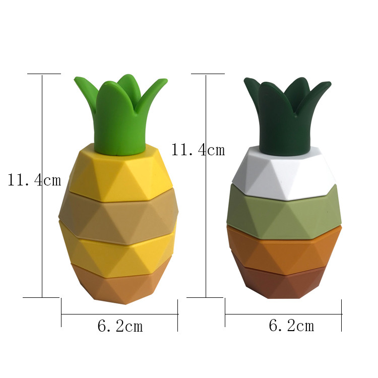 Customized Children'S Educational Toy 5pcs Pineapple BPA Free Silicone Stacking Toy