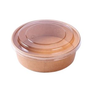 Heat Proof 500ml Disposable Kraft Paper Bowls And Lids Lightweight